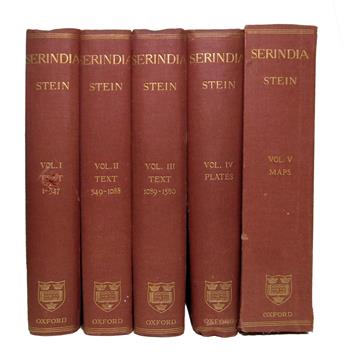 STEIN, MARC AUREL, Sir.  Serindia: Detailed Report of Explorations in Central Asia [etc.].  5 vols.  1921.  Fred H. Andrewss set.